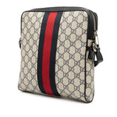 グッチ GGスプリーム オフィディア ショルダーバッグ 547926 ベージュ ネイビー PVC レザー レディース GUCCI 【中古】